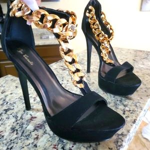 Black Chain Heels